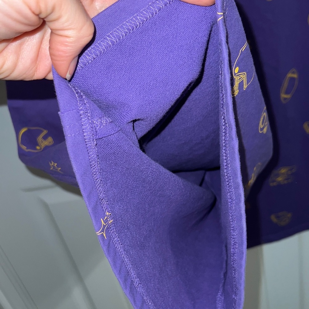 🏈Umgee Purple and Gold Wide Leg Terry Waistband Pants/Cropped Football Game Day - Picture 10 of 11